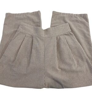 Kourt Womens Pinstripe Wide Leg Pleated High Rise Pants Brown White Size M